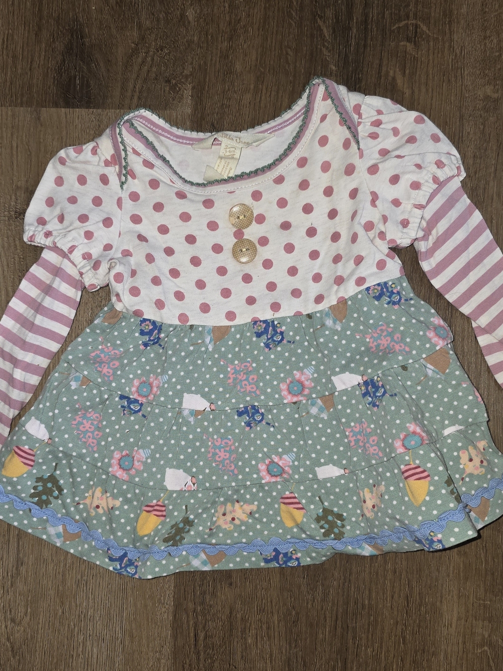 Matilda Jane Pink Polka Dot & Mint Layered Dress Top